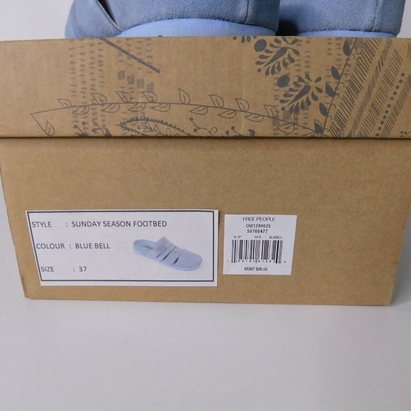 NEW with Box!! FREE PEOPLE Sunday Season Suede Mules Shoes Bluebell Slip-Ons 7 - Picture 10 of 16